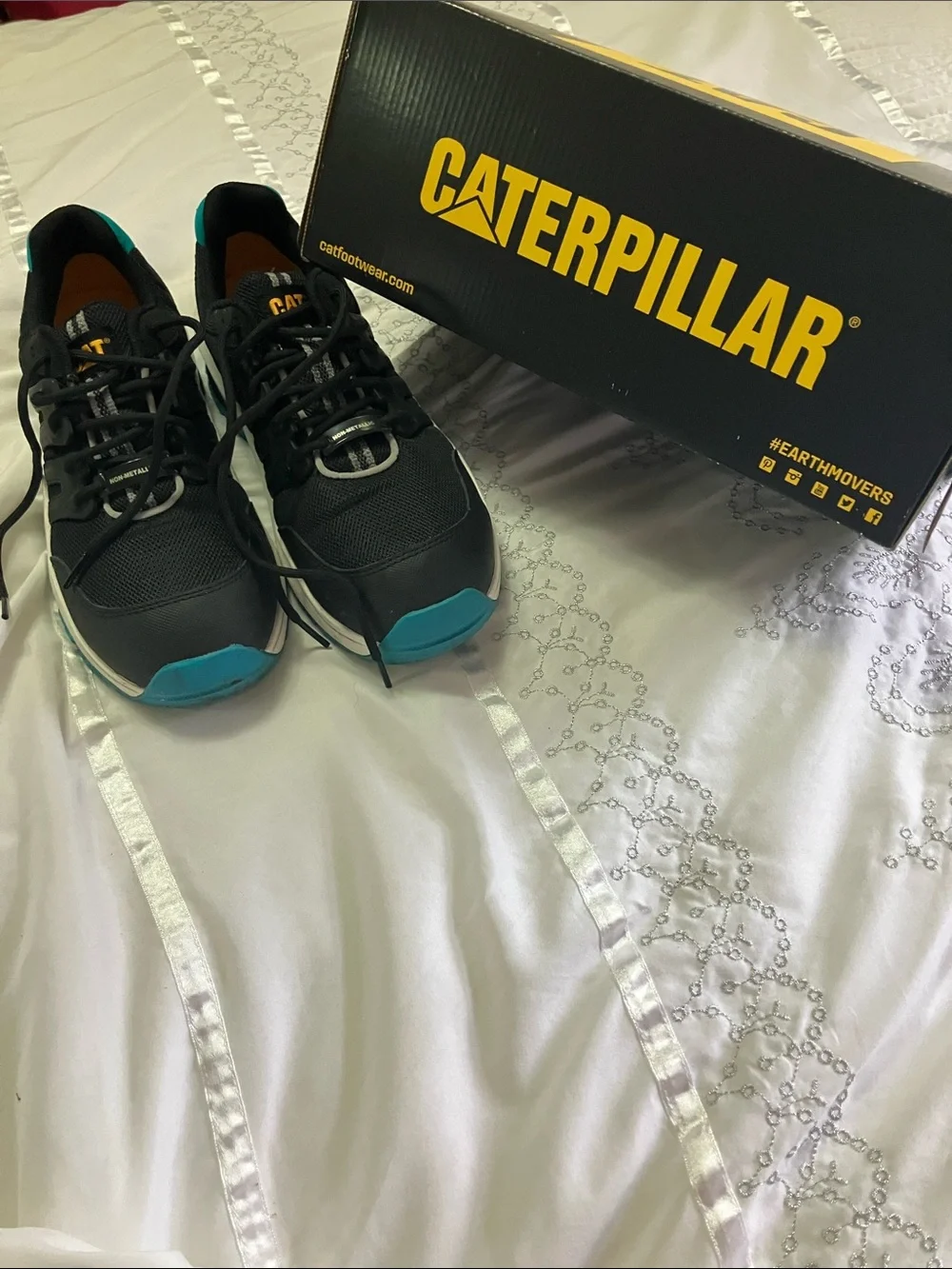 Caterpillar Black and Teal Athletic Sneakers